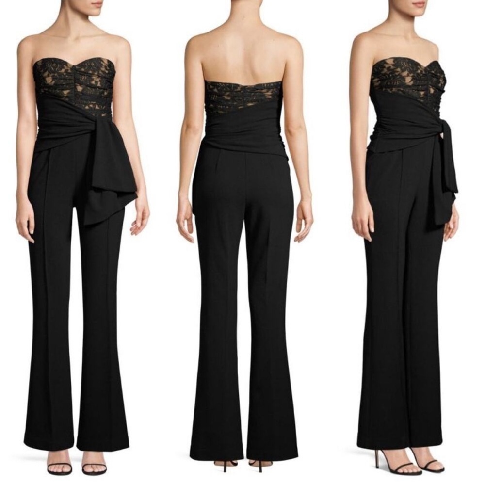 NWT Rebecca Vallance Jumpsuit Betty Strapless Lace Bodice in Black - Picture 4 of 12